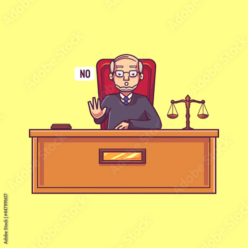 Judge illustration concept: Judge said no