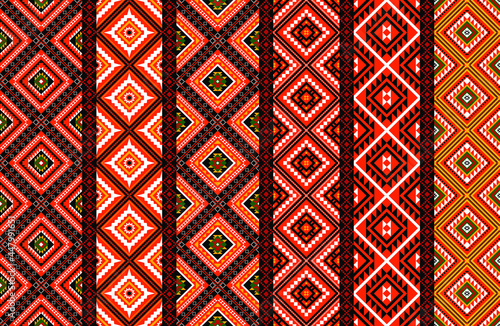 Geometric ethnic oriental seamless pattern traditional Design for background,carpet,wallpaper.clothing,wrapping,Batik fabric,Vector illustration.embroidery style - Sadu, sadou, sadow or sado