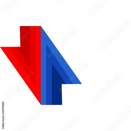 red and blue up and down arrows