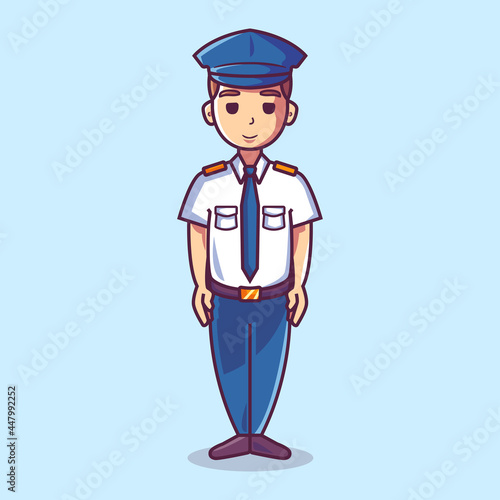 Profession character mascot: Pilot. Cartoon style illustration