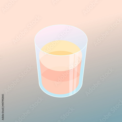 Pomarańczowy napój w transparentnej szklance. Element do projektowania menu, ulotek, materiałów reklamowych. Tło dla kawiarni lub restauracji.