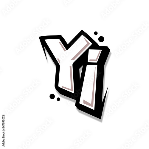 Simple Initial Logo Lettering Cartoon Grafity Black and White YI
