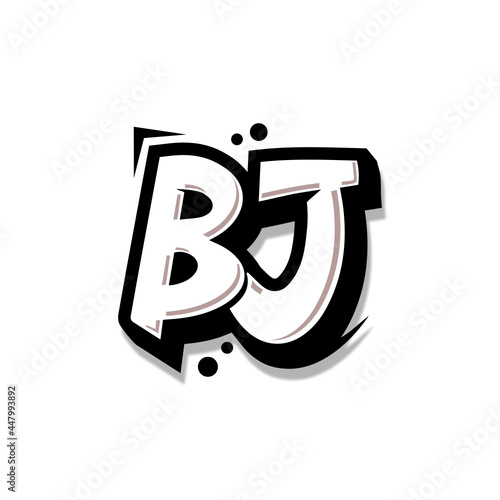 Simple Initial Logo Lettering Cartoon Grafity Black and White BJ