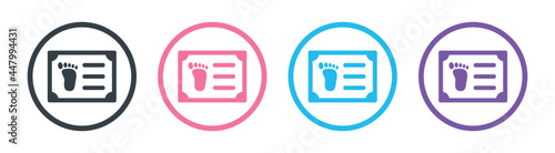 Birth certification with baby footprint icon vector illustration