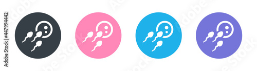 Conception and fertilization of ovule and sperm icon set.