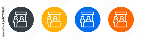 Promo stand, booth shop, counter service icon vector illustration
