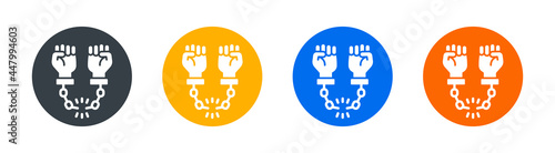 Broken handcuff icon symbol of freedom.