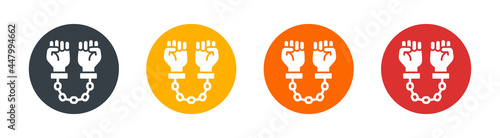 Hand on handcuffed with chain. Vector Illustration