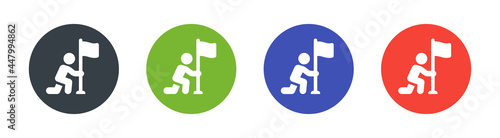 Person on kneel and holding flag icon vector illustration. Give up and surrender symbol.