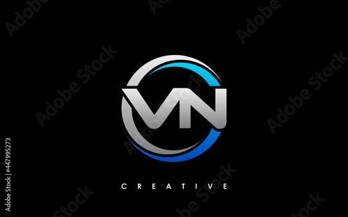 VN Letter Initial Logo Design Template Vector Illustration