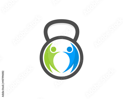 Abstract healthy people in the gym kettle bell