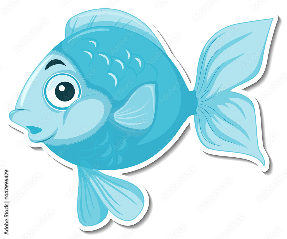 Fototapeta premium Cute fish sea animal cartoon sticker