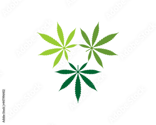 Three cannabis leaf with triangle shape logo