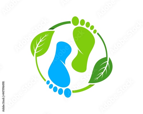 Circular nature leaf with healthy foot care inside