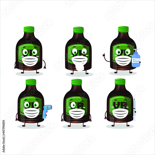 A picture of new beer bottle cartoon design style keep staying healthy during a pandemic. Vector illustration