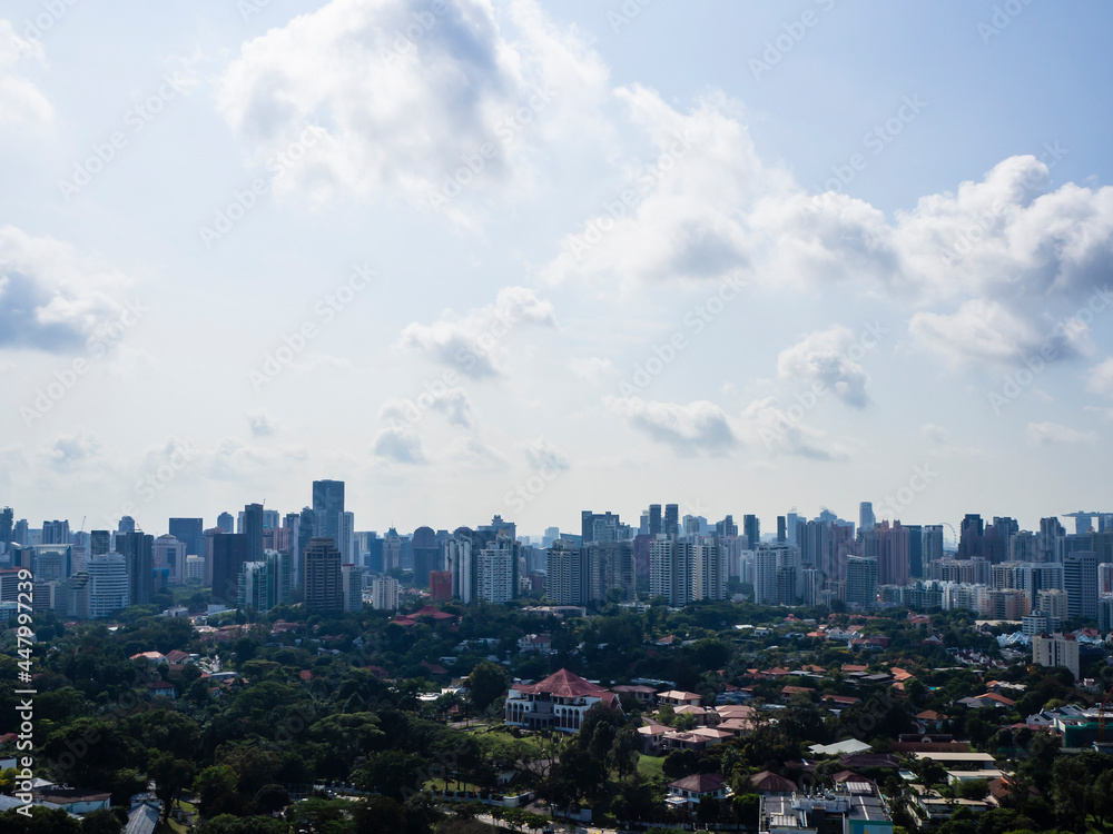 Aerial view of the city skyline of Singapore