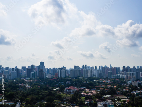 Aerial view of the city skyline of Singapore
