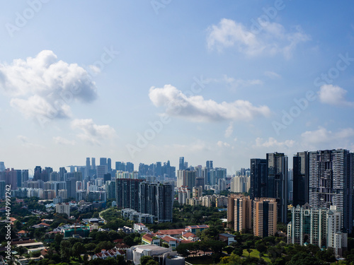 Aerial view of the city skyline of Singapore © shurong
