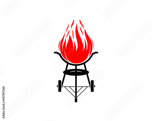 Grill pan with fire flame on top