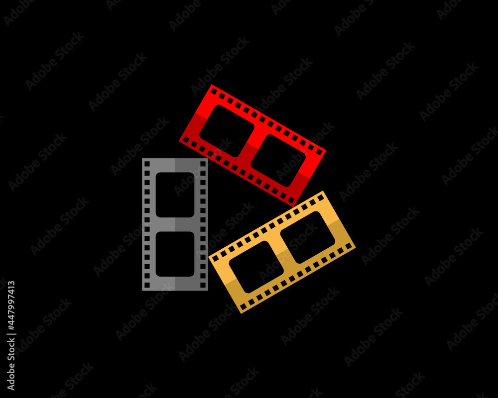 Triangle film reel with play button shape