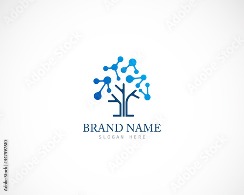 tree tech logo creative concept science connect business