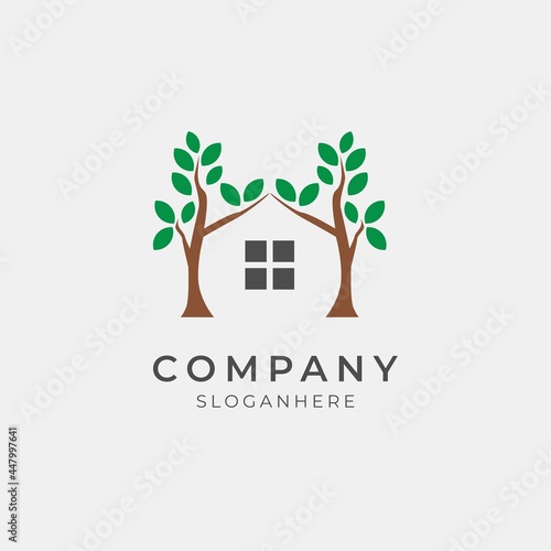 illustration of natural tree eco house logo perfect for modern company