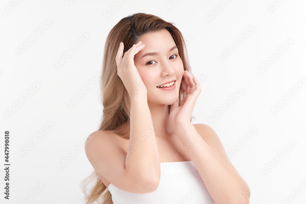 Beautiful young asian woman with clean fresh skin on white background, Face care, Facial treatment, Cosmetology, beauty and spa, Asian women portrait. Beautiful young asian woman with clean fresh skin on white background, Face care, Facial treatment, Cosmetology, beauty and spa, Asian women portrait.