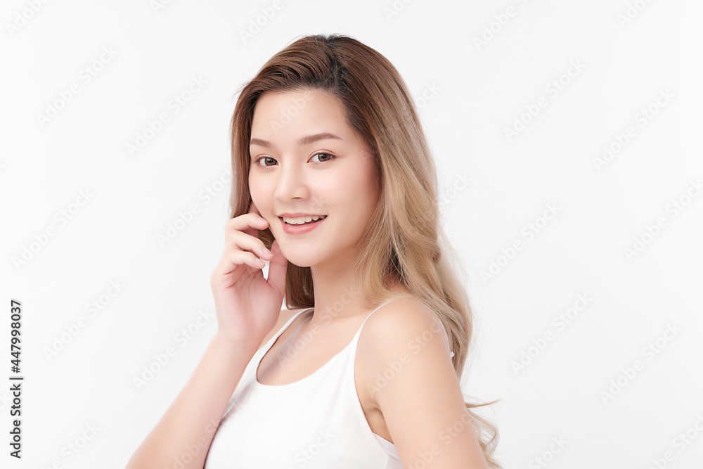 Beautiful young asian woman with clean fresh skin on white background, Face care, Facial treatment, Cosmetology, beauty and spa, Asian women portrait. Beautiful young asian woman with clean fresh skin on white background, Face care, Facial treatment, Cosmetology, beauty and spa, Asian women portrait.