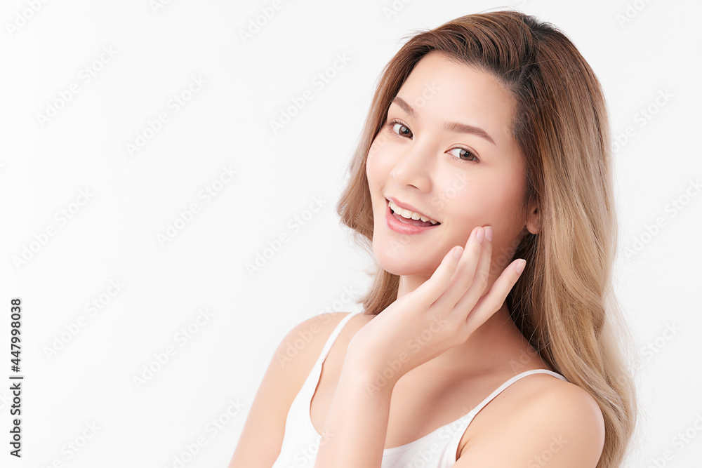 Beautiful young asian woman with clean fresh skin on white background, Face care, Facial treatment, Cosmetology, beauty and spa, Asian women portrait. Beautiful young asian woman with clean fresh skin on white background, Face care, Facial treatment, Cosmetology, beauty and spa, Asian women portrait.