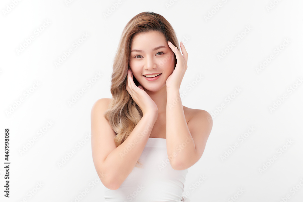 Beautiful young asian woman with clean fresh skin on white background, Face care, Facial treatment, Cosmetology, beauty and spa, Asian women portrait. Beautiful young asian woman with clean fresh skin on white background, Face care, Facial treatment, Cosmetology, beauty and spa, Asian women portrait.
