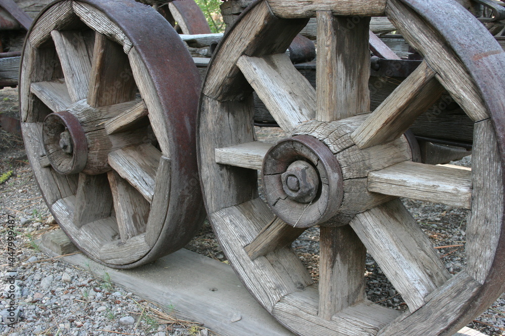 wooden wheels from ancient log hauler