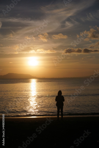 silhouette of a person on the beach © Handoko