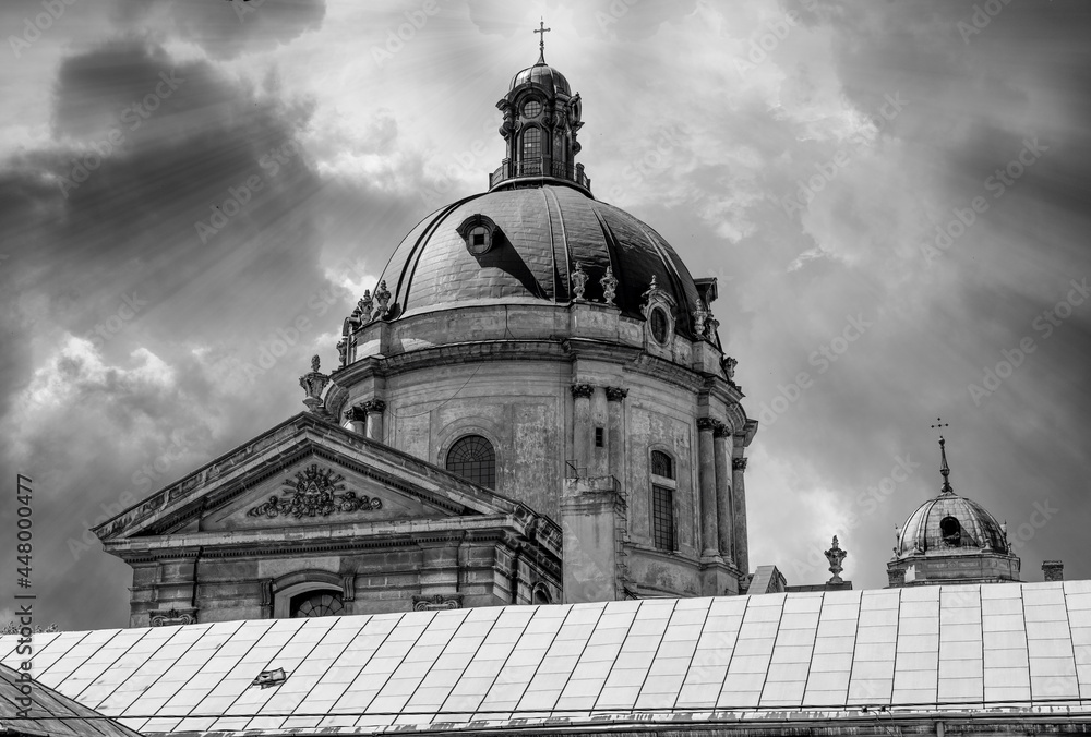 Ensemble of the Assumption Church in Lviv. Blocks the sun's rays. Ensemble of the Assumption Church in Lviv. Blocks the sun's rays.