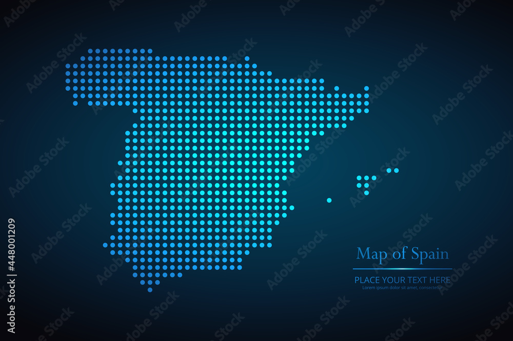 Dotted map of Spain. Vector EPS10.
