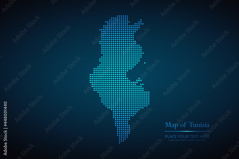 Dotted map of Tunisia. Vector EPS10.