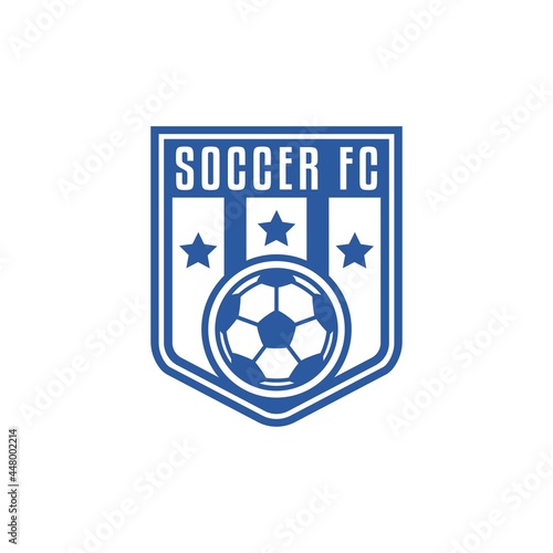 football logo badge with a soccer ball illustration. sport team logo vector template.