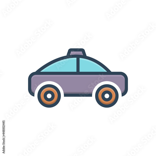 Color illustration icon for taxi street