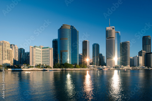 View of Brisbane city buildings and river seen in early morning light. Brisbane is the state capital of Queensland, Australia. © Stefan Mokrzecki