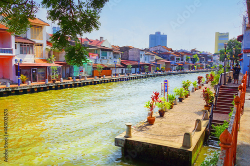 Melaka, Malaysia May 20 2013 The colorful houses next to the canal in Melaka World heritage photo