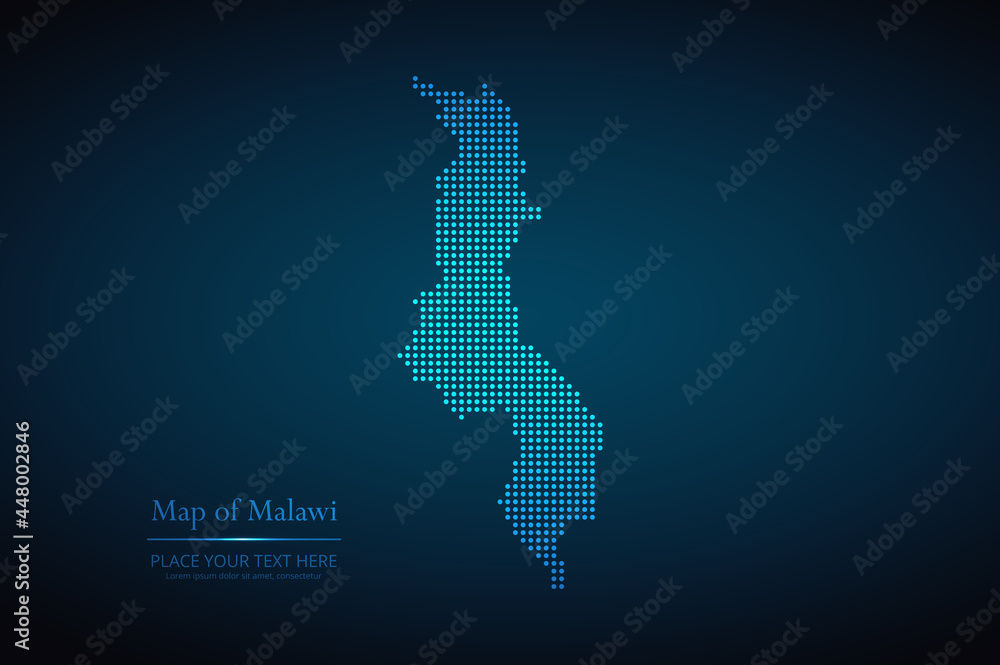 Dotted map of Malawi. Vector EPS10.