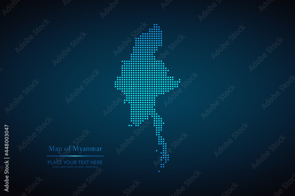 Dotted map of Myanmar. Vector EPS10.