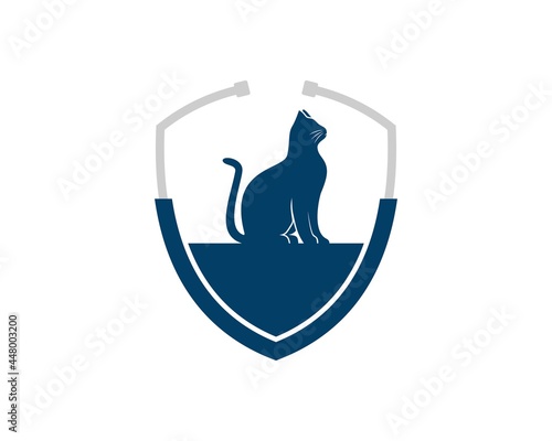 Stethoscope shield with cat care inside