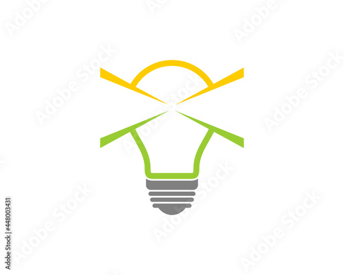 Light bulb with abstract line logo