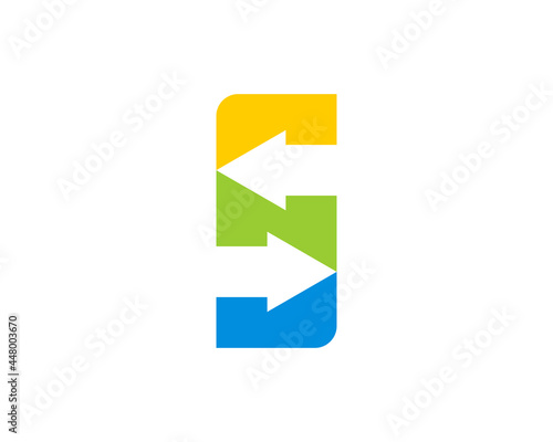 S Letter with back and forth arrow logo