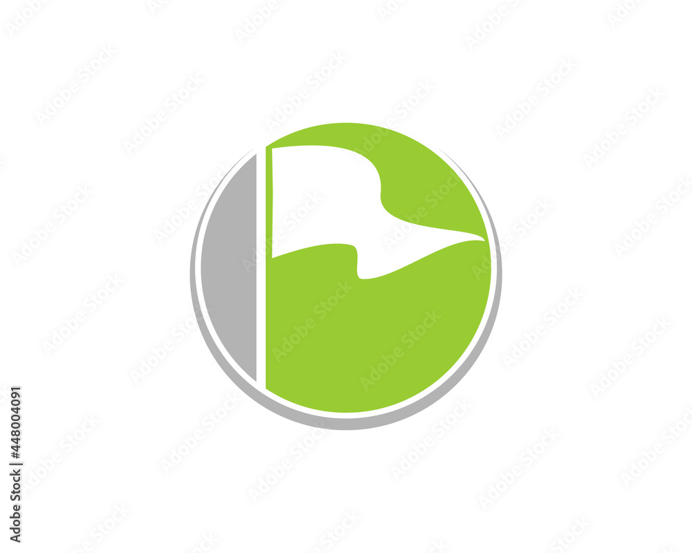 Golf flag silhouette in the circle logo Golf flag silhouette in the circle logo