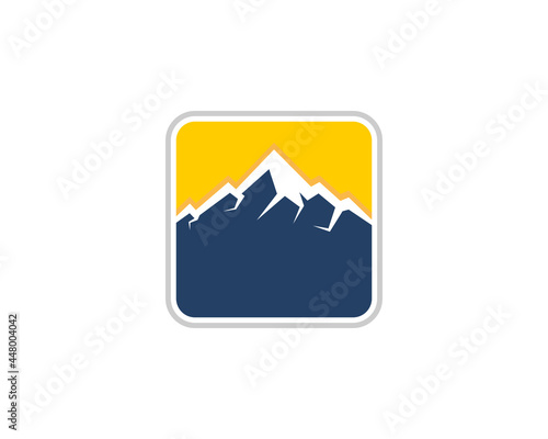 Blue mountain in the square shape logo