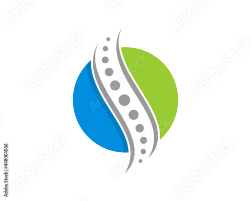 Chiropractic human spine in the circle logo