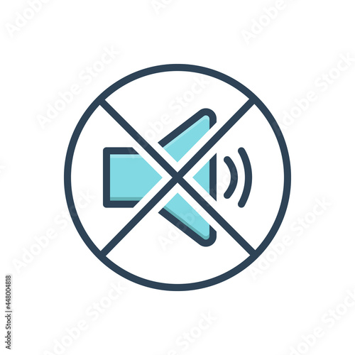 Color illustration icon for quiet silent