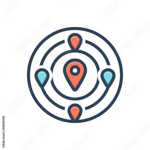 Color illustration icon for nearby 