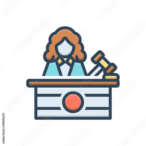 Color illustration icon for judge justice 